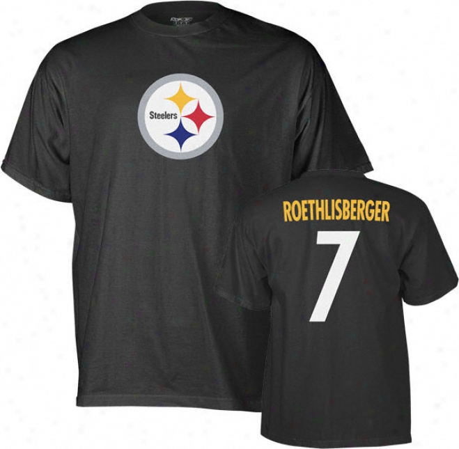 Ben Roethlisbergger Reebok Name And Number Pittsburgh Steelers T-shirt