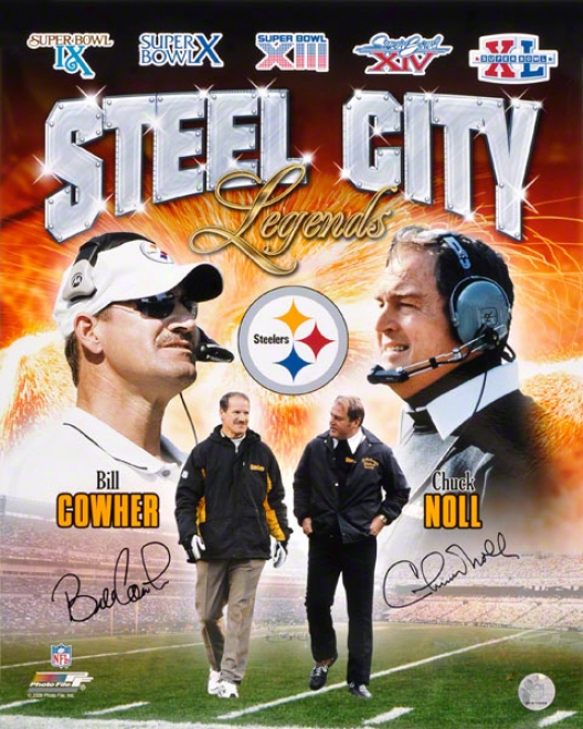 Bill Cowher And hCuck Noll Pittsburgh Steelers - Steel City Legends Collage - Autographed 16x20 Photograph