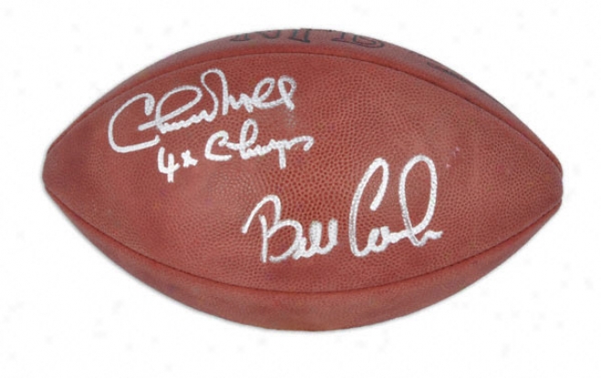 Bill Cowher & Chuck Noll Dual-autographed Football  Details: Pro Football, ''4xchamps'' Insfription