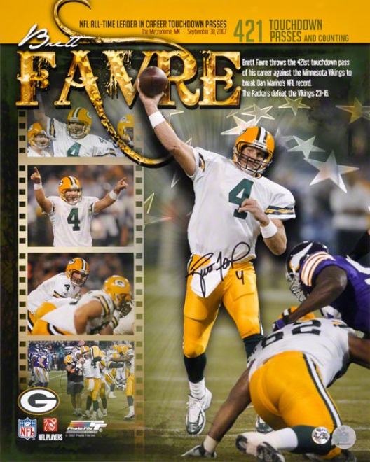 Brett Favre Green Bay Packers - 421st Touchdown Collage - Autographed 16x20 Photograph