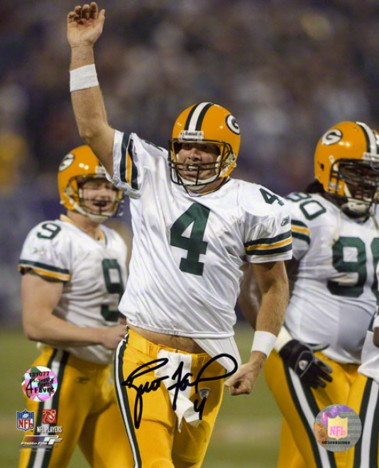 Brett Favre Green Bay Packers - Touchdown Pass Celebration - Autographed 8x10 Photograph