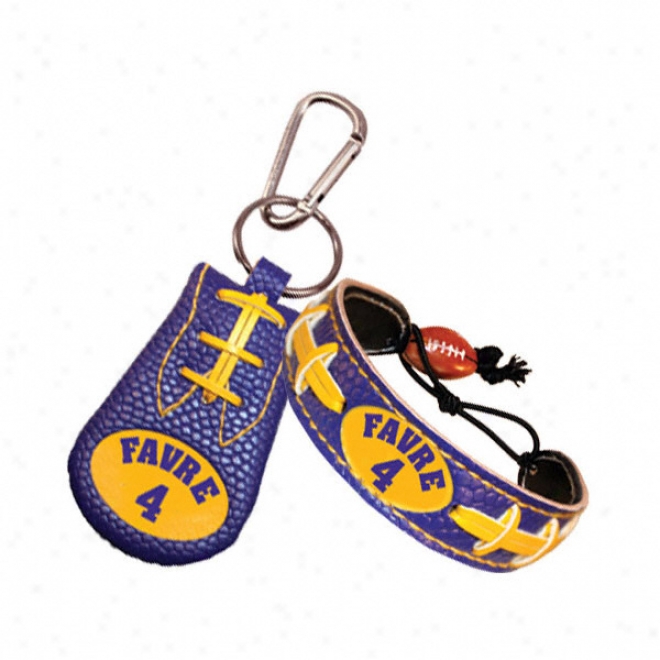 Brett Favre Minnesota Vikings Bracelet & Keychain Set