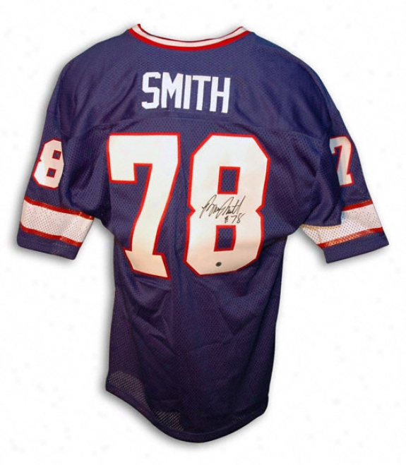 Bruce Smith Autographed Throwback Blue Jersey