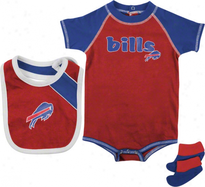 Buffalo Bills Infant Creeper, Bib, And Bootie Set