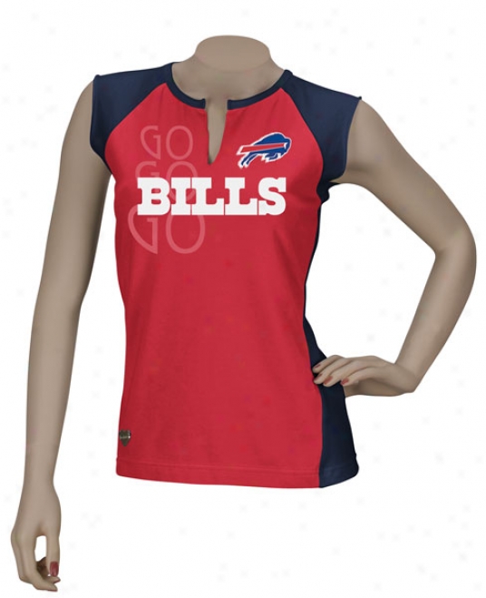 Buffalo Bills Women's Red Two-tone Split Neck Top