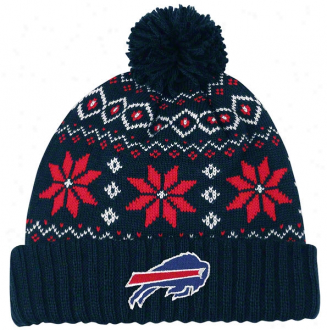 Buffalo Bills Women's Reebok Chunky Pom Cuffed Knit Hat