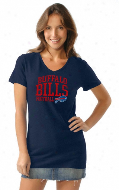 Buffalo Bills Wome'ns Tri Blend V Neck T-shirt- By Alyssa Milano