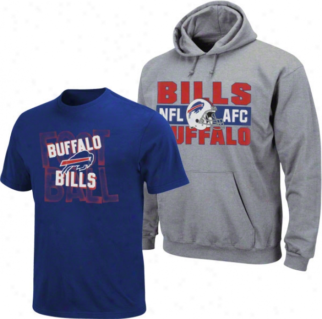 Buffalo Bills Youth Grey/blue Hood & Tee Combo Pack