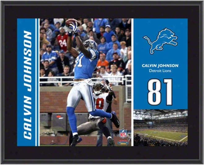 Calvin Johnson Plaque  Detslis: Detroit Lions, Sublimated, 10x13, Nfl Brooch