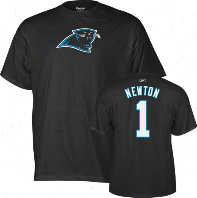 Cam Newton Ca5olina Panthers Black Rdebol Name & Number T-shirt