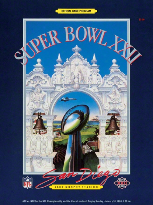 Canvas 22 X 30 Super Bowl Xxii Program Print  Details: 1988, Redskins Vs Broncos