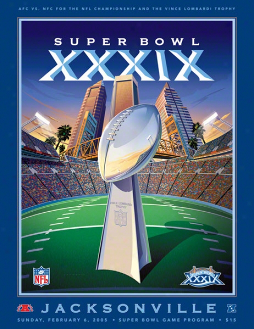 Canvas 22 X 30 Super Bowl Xxxix Prog5am Print  Details: 2005, Patriots Vs Eagle