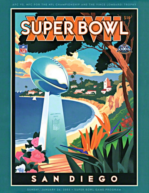 Canvas 22 X 30 Super Bowl Xxxvii Program Print  Details: 2003, Buccaneers Vs Raiders