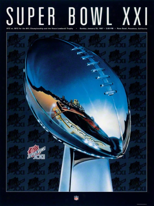 Canvas 36 X 48 Super Bowl Xxi Program Newspaper  Details: 1987, Giants Vs Broncos