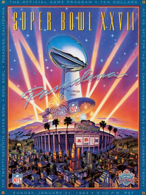 Canvas 36 X 48 Super Bowl Xxvii Program Print  Details: 1993, Cowboys Vs Bills