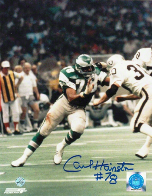 Carl Hairston Philadelphia Eagles Autographed 8x10 Photo Vs Raiders