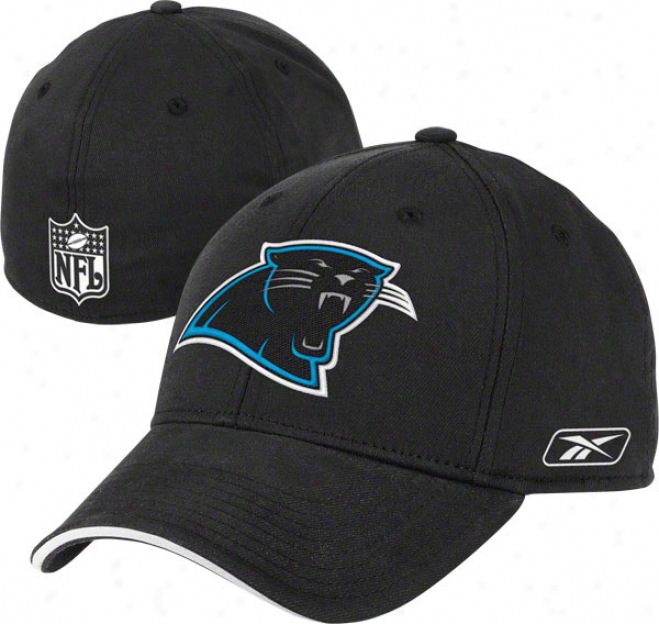 Carolina Panthers Black Reebok Structured Flex Hat