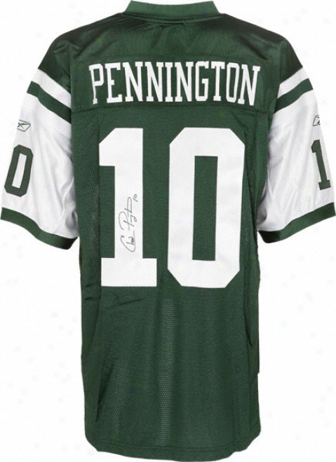 Chad Pennington Autographed Jersey  Details: New York Jets, Reebok, Authentic, Green