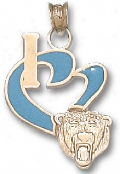 Chicago Bears 10k Gold ''i Heart'' Bear Head 3/4'' Enamel Pendant