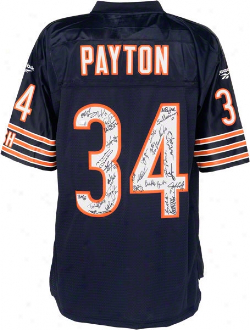 Chicago Bears 1985 Team Signed Jersey  Details: Walter Payton, Blue Reebok Premier