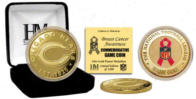 Chicago Bears Breast Cancer Awareness 24kt Gold Game Coin