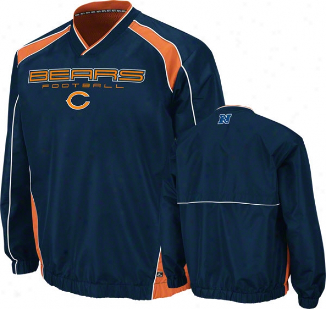 Chicago Bears Coach's Choice Ii Navy Lightweight Pullover Jacket