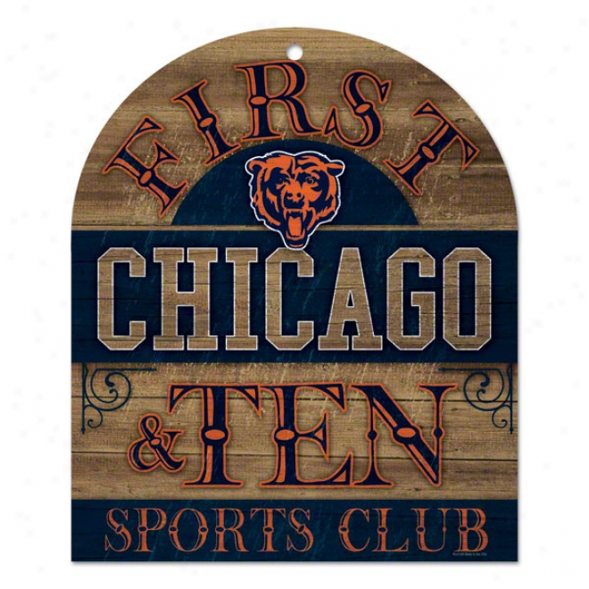 Chicago Bears First & Ten Wood Sign