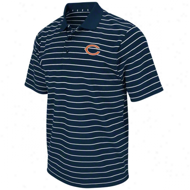 Chicago Bears Navy Fanfare Iii Stiped Polo Shirt