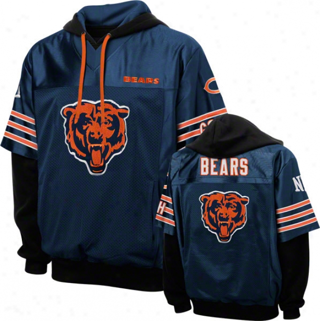 Chicago Bears Navy Grid Iron 2 Pullover Jersey Hoodie