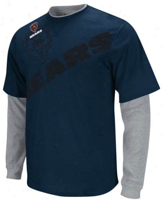 Chicago Bears Navy Kid's 4-7 Touchdown Faux Layered Long Sleeve T-shirt