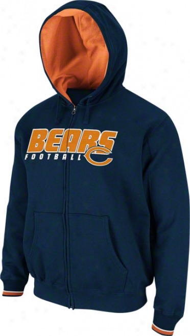 Chicago Bears Navy Overtime Victory Full-zip Fleece Hooded Sweatshirt