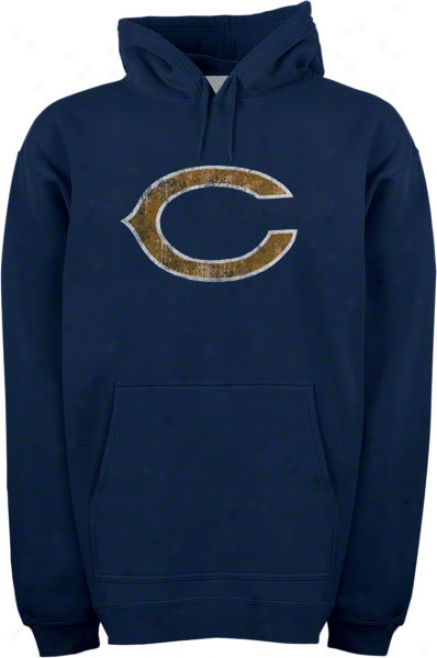 Chicago Bears Navy Vintage Logo Iii Hoded Sweatshirt