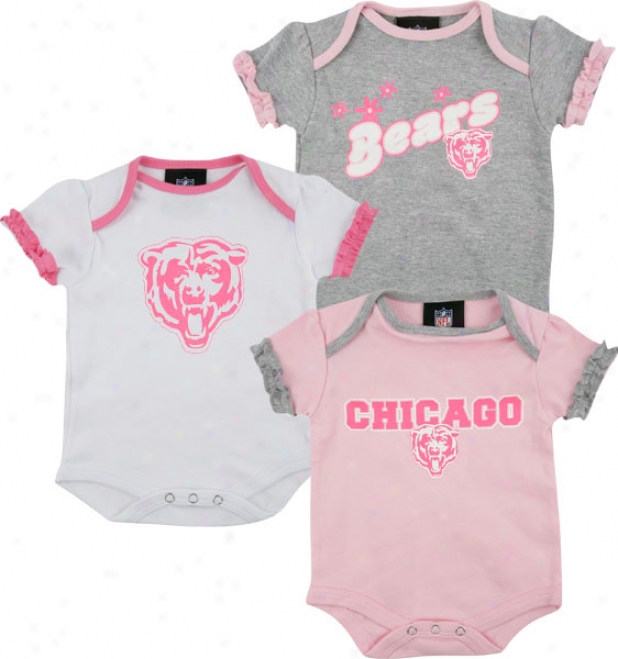 Chicago Bears Newborn 3-piece Pink Creeper Set