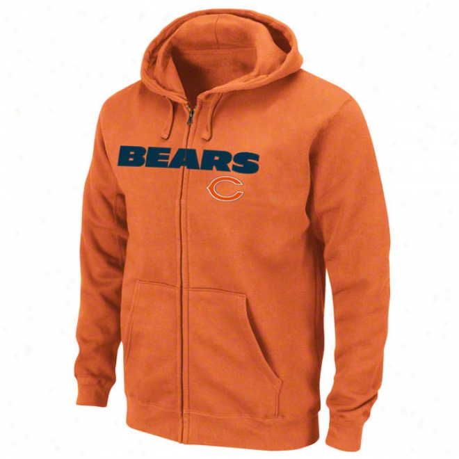 Chicago Bears Orange Classic Heavyweight Ii Full-zip Fleece Hooded Sweatshirt