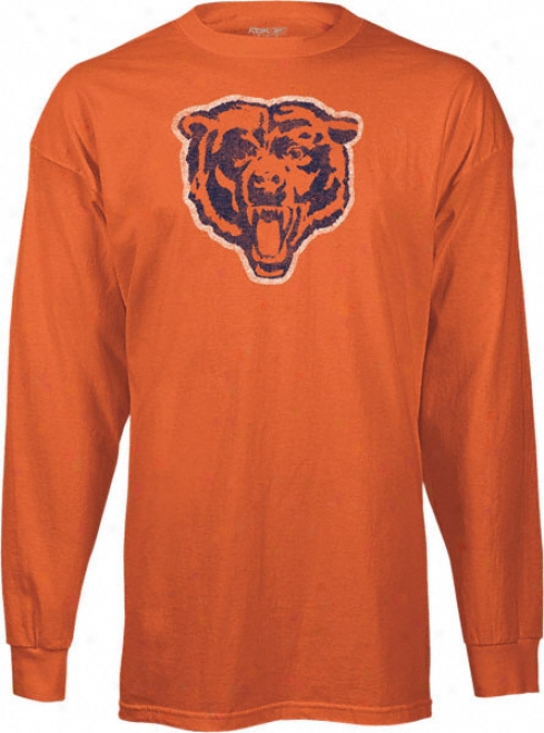 Chicago Bears -orange- Classic Nfl Throwback Logo Long Sleeve T-shirt