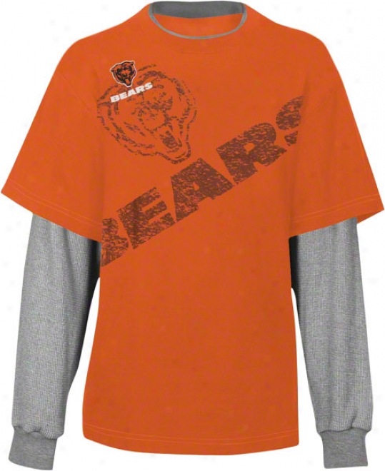 Chicago Bears Orange Kid's 4-7 Touchdown Faux Layered Long Sleeve T-shirt
