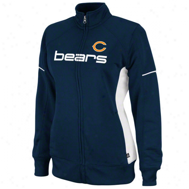 Chicago Bears Women's Counter Navy Full-zip Track Jacket