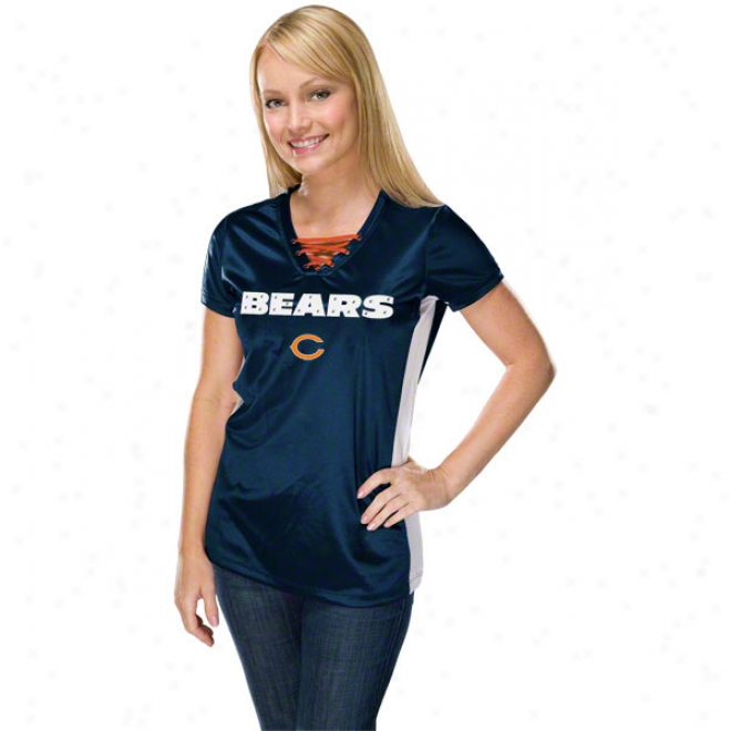 Chicago Bears Women's Draft Me Iv Navy Short Sleeve Crop