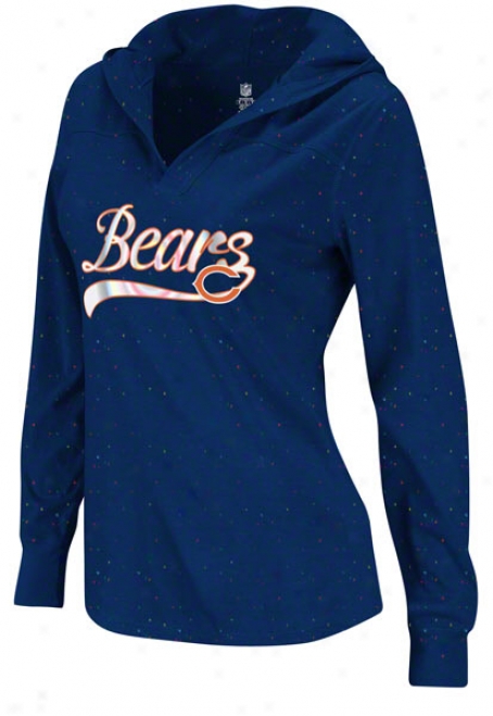 Chicago Bears Women's Fem Fan Navy Long Sleeve Hooded T-shirt