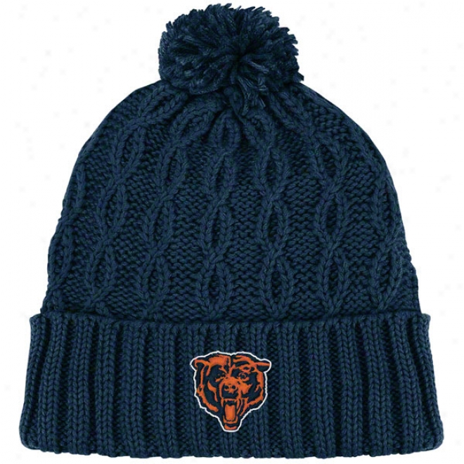 Chicago Bears Women's Knit Hat: Retro Pom Cuffed Knit Hat