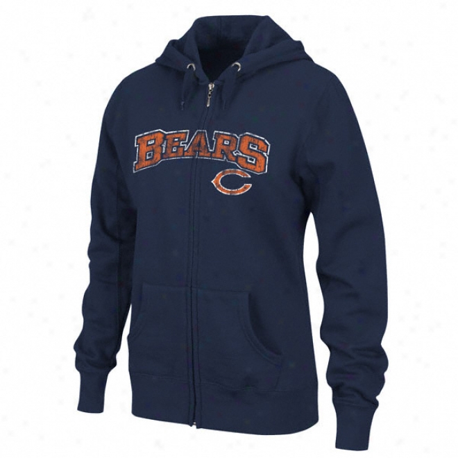 Chicago Bears Women's Navy Football Classic Ii Full-zip Hooded Sweatshirt