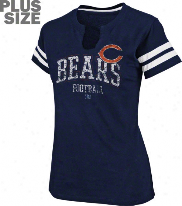 Chicago Bears Women's Plus Size Go For Two Split Neck Top