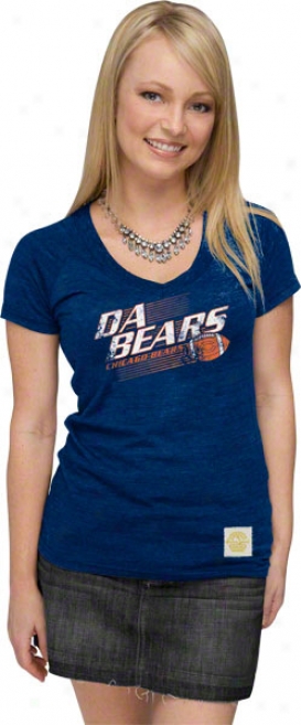 Chicago Bears Women's Retro Sport Navy Miss Team Slogan 'da Bears' Tri-blend T-shirt