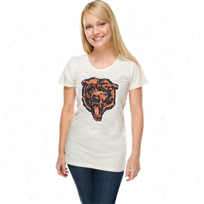 Chicago Bears Women's Sketchy Logo White Vestment Washed T-shirt