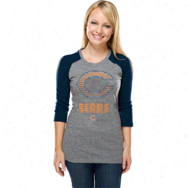 Chicago Bears Women's Sport Princess Gray 3/4 Sleeve Raglan Top