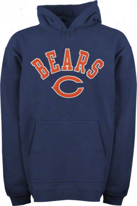 Chicago Bears Youth Navy Arched Team Nme W/logo Hooded Sweatshirt