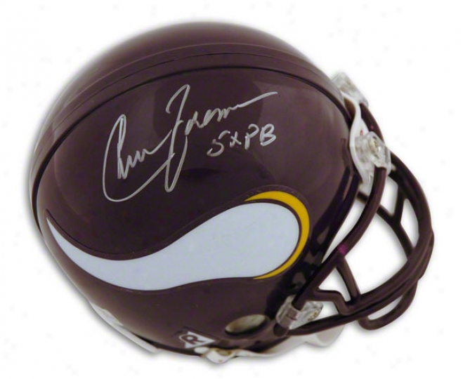 Chuck Foreman Autotraphed Minnesota Vikings Mini Helmet Inscribed &quot5x Pb&quot