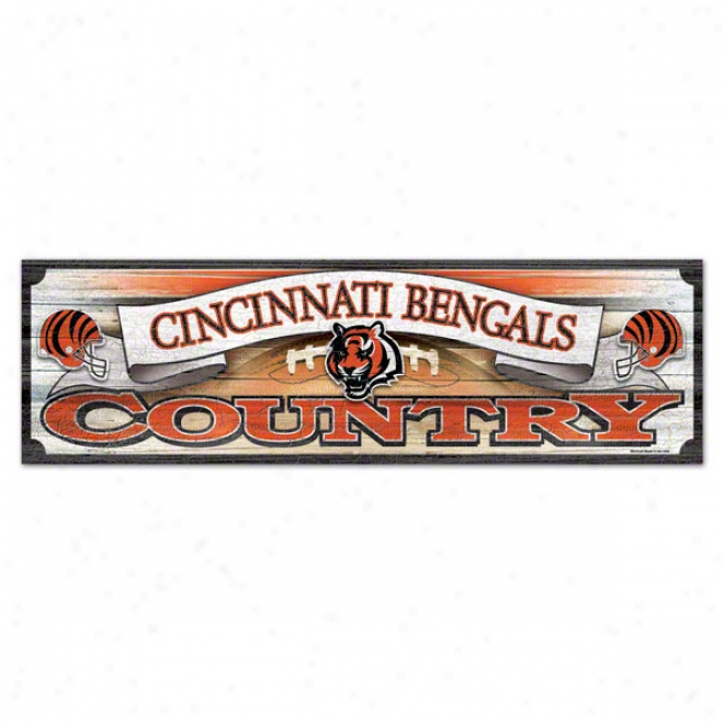 Cincinnati Bengals 9x30 Wood Sign