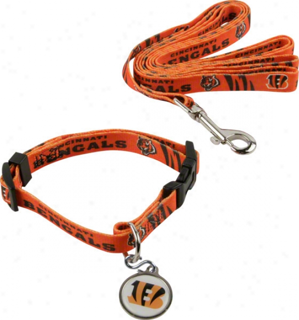 Cincinnati Bengals Dog Collar & Leash Set