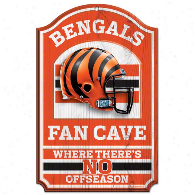 Cincinnati Bengals Fan Cave 11x17 Wood Sign